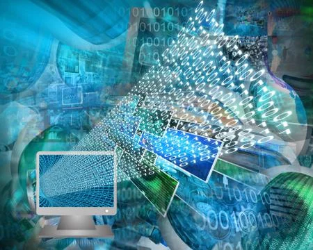 Monitor and binary code Stock Illustration