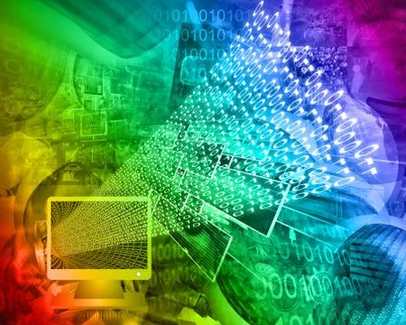 Monitor and binary code Stock Illustration