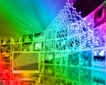 Monitor and binary code イラスト素材