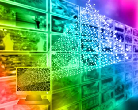 Monitor and binary code Stock Illustration