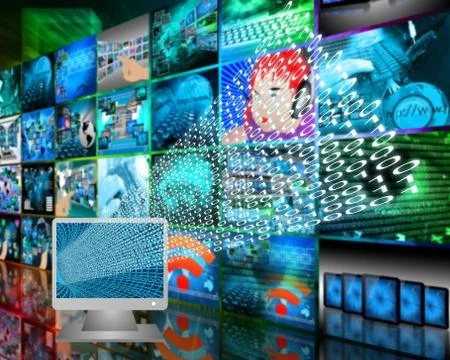 Monitor and binary code Stock Illustration