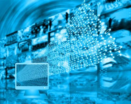 Monitor and binary code Stockillustratie