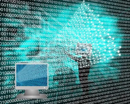 Monitor and binary code Stock Illustration