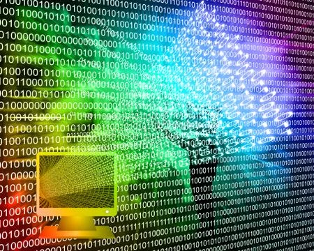 Monitor and binary code Stock Illustration