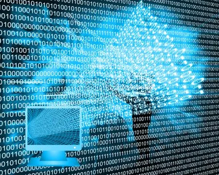 Monitor and binary code Stockillustratie