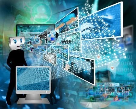 Monitor and binary code Stockillustratie