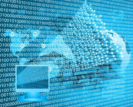 Monitor and binary code 스톡 일러스트