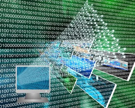 Monitor and binary code イラスト素材