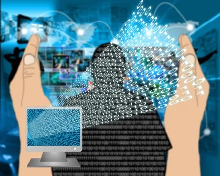 Monitor and binary code Stockillustratie