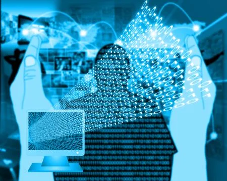 Monitor and binary code イラスト素材