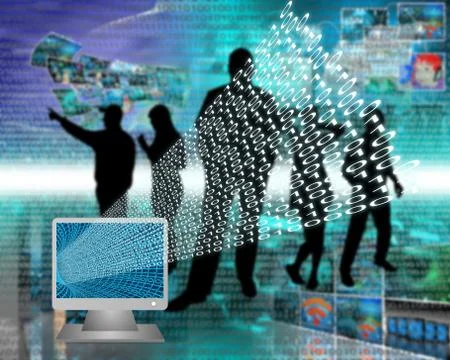 Monitor and binary code Stock Illustration