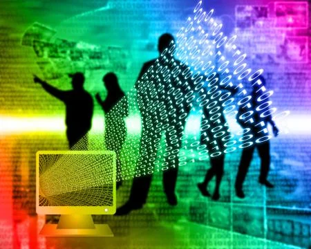 Monitor and binary code Stock Illustration