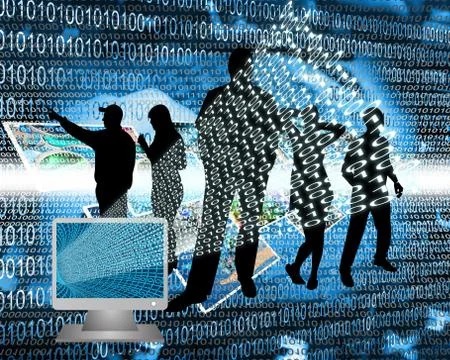 Monitor and binary code Stock Illustration