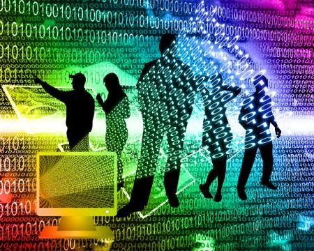 Monitor and binary code Stock Illustration