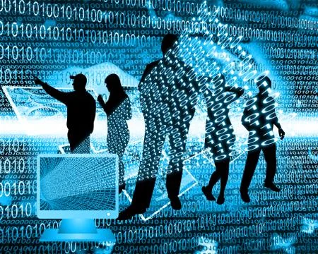 Monitor and binary code イラスト素材