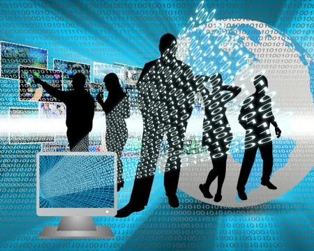 Monitor and binary code Stock Illustration