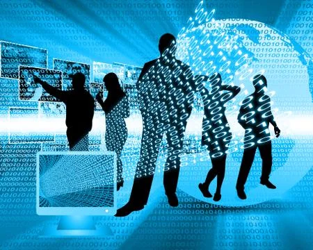 Monitor and binary code Stock Illustration