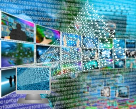 Monitor and binary code イラスト素材