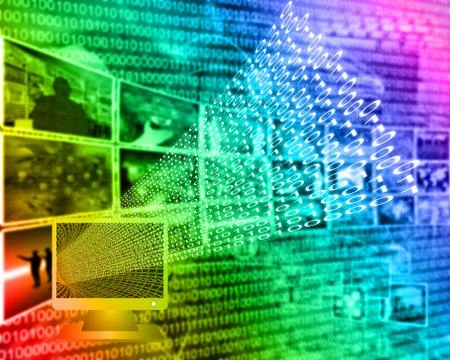 Monitor and binary code イラスト素材