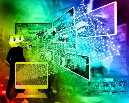 Monitor and binary code Stock Illustration