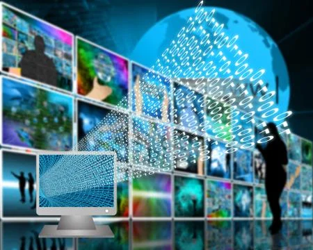 Monitor and binary code 库存插图