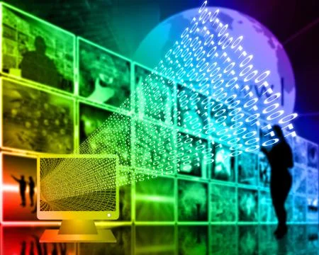 Monitor and binary code 库存插图