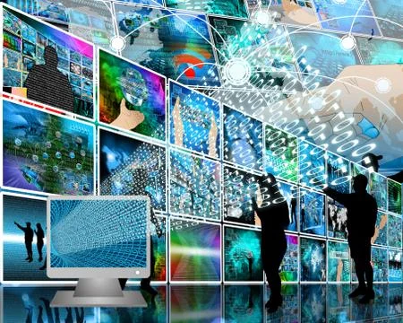 Monitor and binary code Stock Illustration