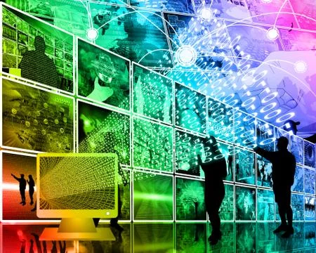 Monitor and binary code イラスト素材