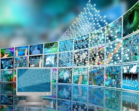 Monitor and binary code イラスト素材