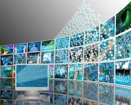 Monitor and binary code Illustrazione stock