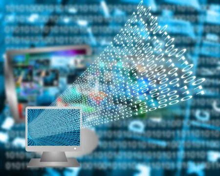 Monitor and binary code イラスト素材