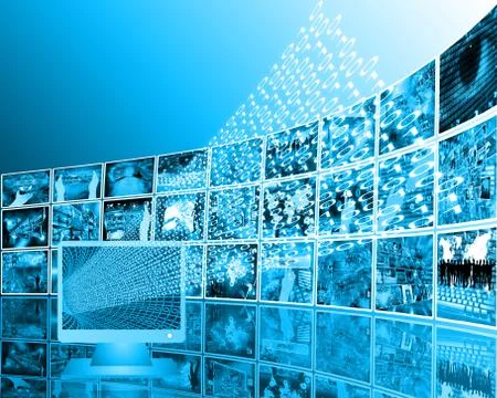 Monitor and binary code Stockillustratie