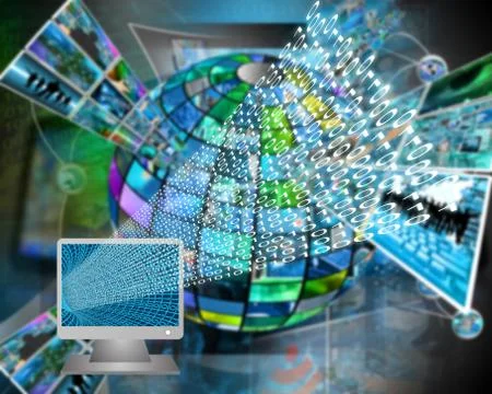 Monitor and binary code Illustrazione stock