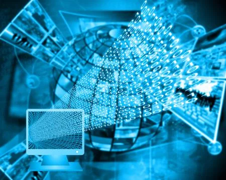 Monitor and binary code イラスト素材