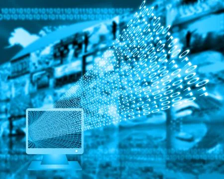 Monitor and binary code Stockillustratie