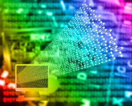 Monitor and binary code 스톡 일러스트