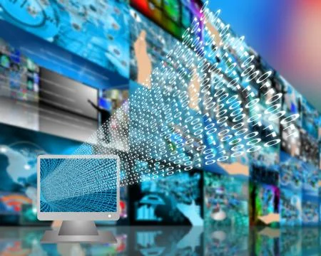 Monitor and binary code イラスト素材