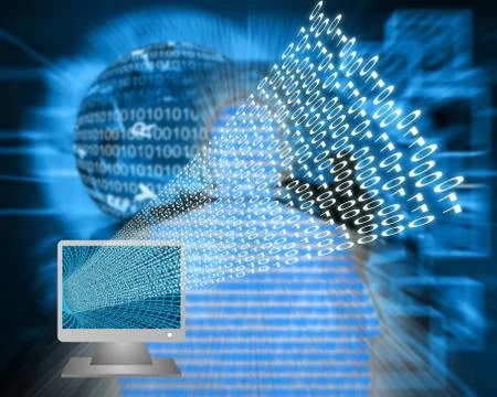 Monitor and binary code Illustrazione stock