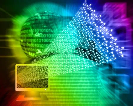 Monitor and binary code Stock Illustration