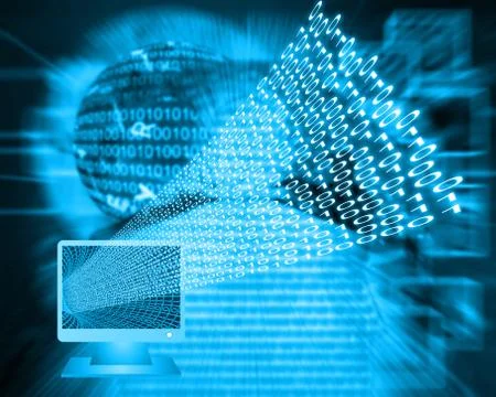 Monitor and binary code Stockillustratie