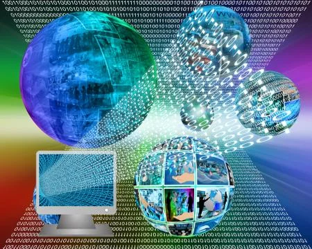 Monitor and binary code イラスト素材