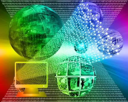 Monitor and binary code Illustrazione stock