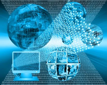 Monitor and binary code 스톡 일러스트