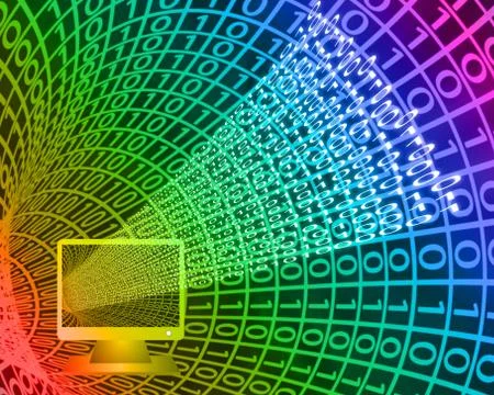 Monitor and binary code Stock Illustration