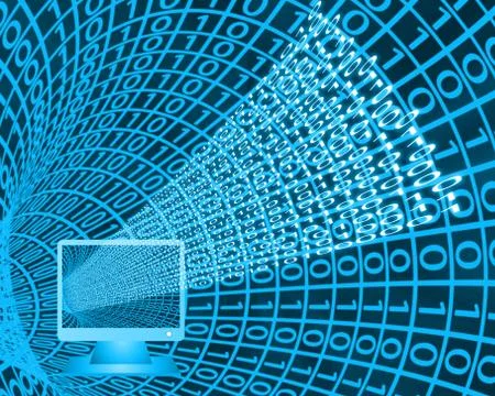 Monitor and binary code Stock Illustration