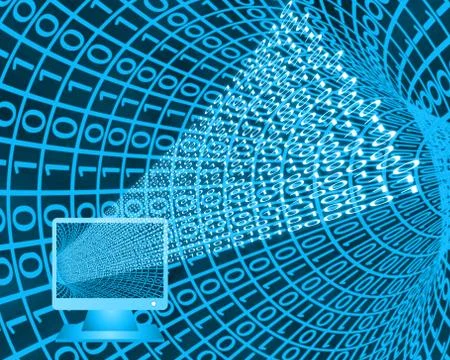 Monitor and binary code イラスト素材