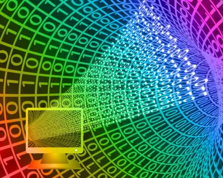 Monitor and binary code 库存插图