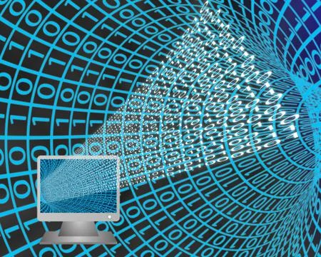 Monitor and binary code Stock Illustration