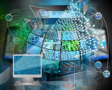 Monitor and binary code Stock Illustration