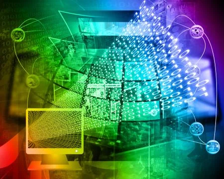 Monitor and binary code イラスト素材